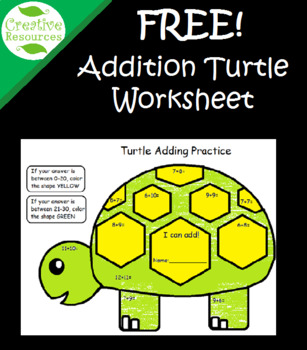 Turtle Addition Practice Worksheet by Creative Resources | TpT