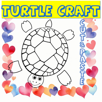 Preview of Turtle Craft - Cut & Paste - Sea Animals Craft Coloring Activity - 4K