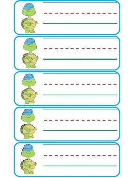 turtle name tags by kinderdays jessica pertler tpt