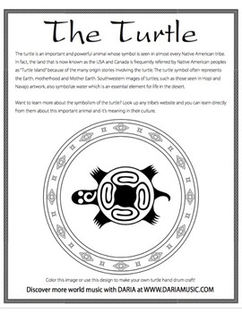 Preview of Turtle Native American Design - Free Coloring Page