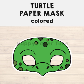 Turtle Paper Mask Printable Pond Animal Reptile Craft Activity Costume ...