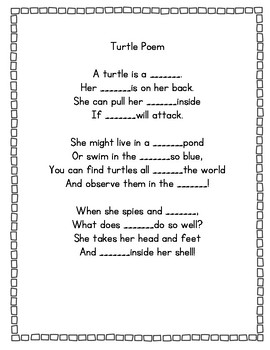 Turtle Poem Poetry Center Pack by Swimming Through First | TpT