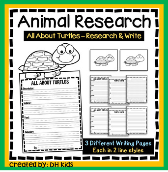 Preview of Turtle Report, Science Writing Project, Animal Research, Reptile Craftivity