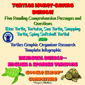 Preview of Turtle Species Reading, Infographic, & More Bilingual Bundle for Google Slides™