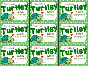 Preview of Turtle-Themed End of Year (EOY) Gift Tag- Hope you have a Turtley awesome summer