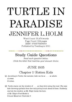 Preview of Turtle in Paradise by Jennifer L.Holm; Multiple-Choice Study Guide
