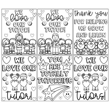 Tutor Appreciation Thank You Coloring Pages & Writing Cards- Tutoring RTI