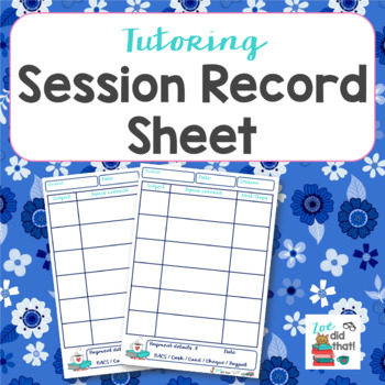 Preview of Tutor Session Planning and Record Sheet