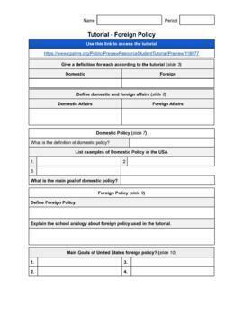 Tutorial and worksheet activity: U S Foreign policy by Civics Review Store