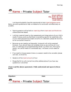 Preview of Tutoring Contract