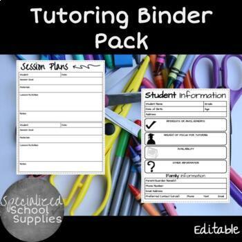 Preview of Tutoring Binder Pack - PRINT or DIGITAL