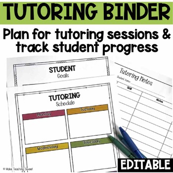 Preview of Tutoring Binder or Planner - Editable Templates to Plan and Organize for Tutors