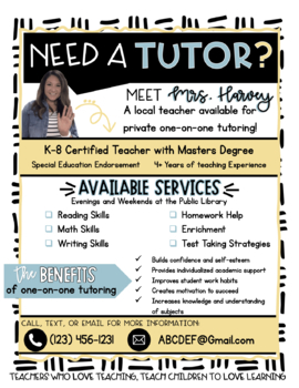 Preview of Tutoring Flyer Editable