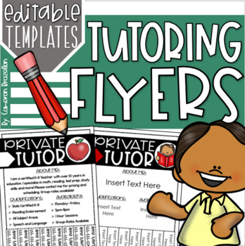 Preview of Tutoring Flyers Posters Templates for After School or Summer Business EDITABLE