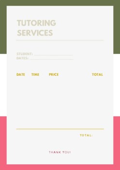 Preview of Tutoring Invoice