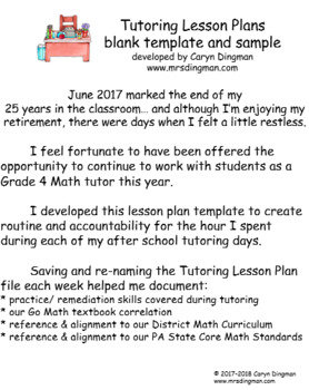 Preview of Tutoring Lesson Plans Template Google Doc EDITABLE