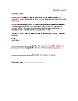 Tutoring Letter - Spanish (Editable) by Janders in First | TPT