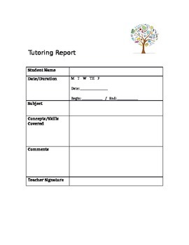 Tutoring Progress Report Template from ecdn.teacherspayteachers.com