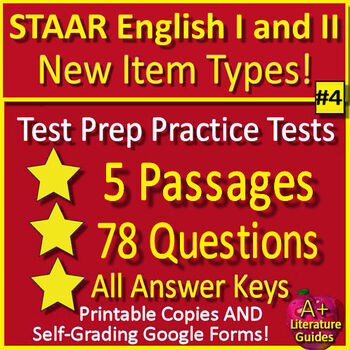 Preview of STAAR English 1 and 2 Reading Practice Tests #4 - EOC English I and II