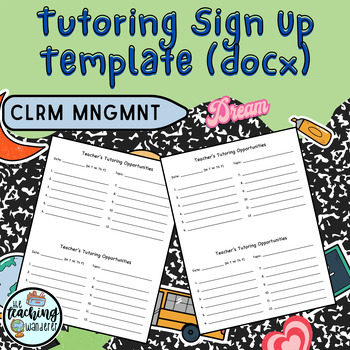 Preview of Tutoring Sign Up Lists