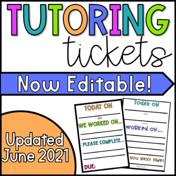 Preview of Tutoring Tickets - Parent Communication Forms - No Prep! Editable!