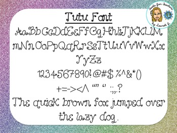 Preview of Tutu Font {True Type Font for personal and commercial use}