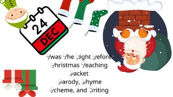 Preview of Twas The Night Before Christmas Teaching Packet - Parody, Rhyme Scheme