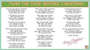 Preview of Twas the DAZE Before Christmas Poem