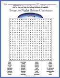 'TWAS THE NIGHT BEFORE CHRISTMAS Word Search Worksheet Activity