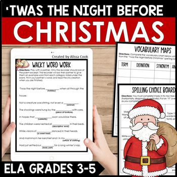 Preview of Twas the Night Before Christmas Activities | Christmas ELA | Digital and Print