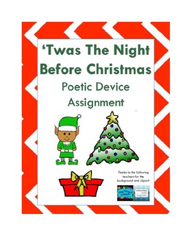 Preview of Twas the Night Before Christmas Poetic Device Assignment