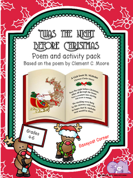 Preview of Twas the Night Before Christmas Poetry Activity Pack