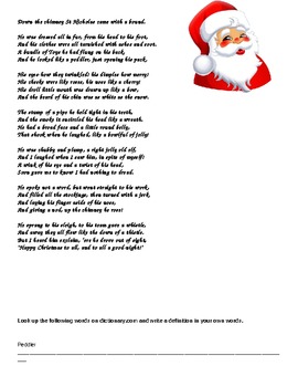 Twas the Night Before Christmas Vocabulary and Poem Activity by Angela ...