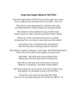 Preview of Twas the Night Before Testing! *EDITABLE*