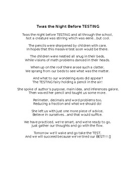 Twas the Night Before Testing! *EDITABLE* by A to Z Resources | TPT