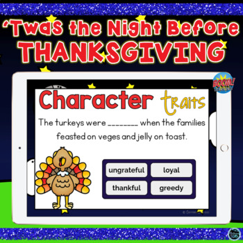 Preview of Boom Cards Twas the Night Before Thanksgiving Character Traits