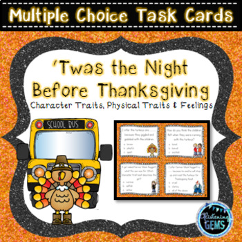 Preview of Twas the Night Before Thanksgiving - Character Traits Task Cards