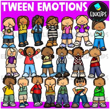 Preview of Tweens Emotions Clipart Set {Educlips Clipart}