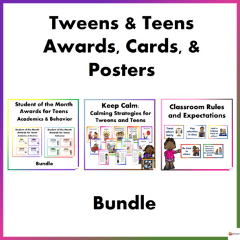 Preview of Tweens and Teens Awards, Cards & Posters Bundle
