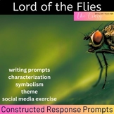 Lord of the Flies: Writing Prompts Constructed Response CC