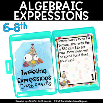 Preview of Algebraic Expressions from Word Problems Task Cards TEKS 6.7 CCSS 6.EE.1