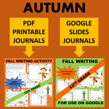 Preview of Twelfth 12th Grade Senior Fall Autumn Writing - Google & Paper Combo Bundle