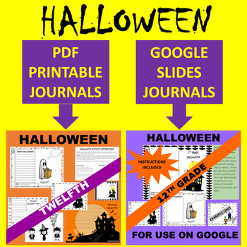 Preview of Twelfth 12th Grade Senior Halloween Writing - Google & Paper Combo Bundle