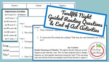 Preview of Twelfth Night Guided Reading Questions 