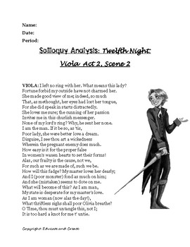 Preview of Twelfth Night: Soliloquy Analysis- Viola