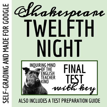 Preview of Twelfth Night Test and Answer Key with Study Guide (Google Drive)