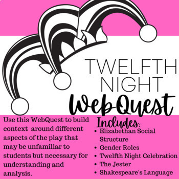Preview of Twelfth Night by Shakespeare Web Quest | Context Background Building | Pre-Read