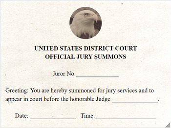 Preview of Twelve Angry Men Jury Summons