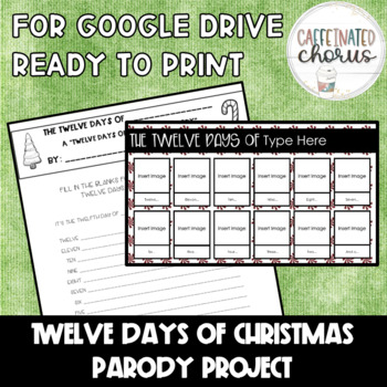 Preview of Twelve Days of Christmas Parody | GOOGLE SLIDES AND PRINTABLE