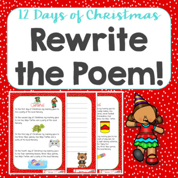 Preview of Twelve Days of Christmas Rewrite a Modern Version